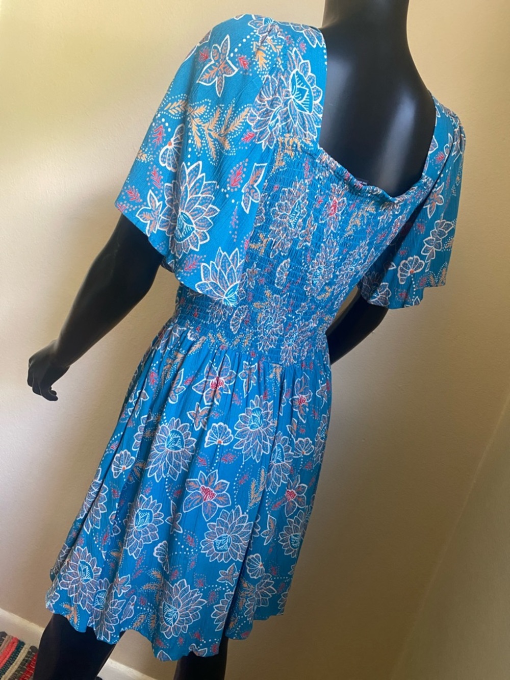 Angie Teal Floral V-Neck Mini Dress - Picture 7 of 10